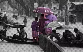 people on a boat during the floods in Pakistan in 2022